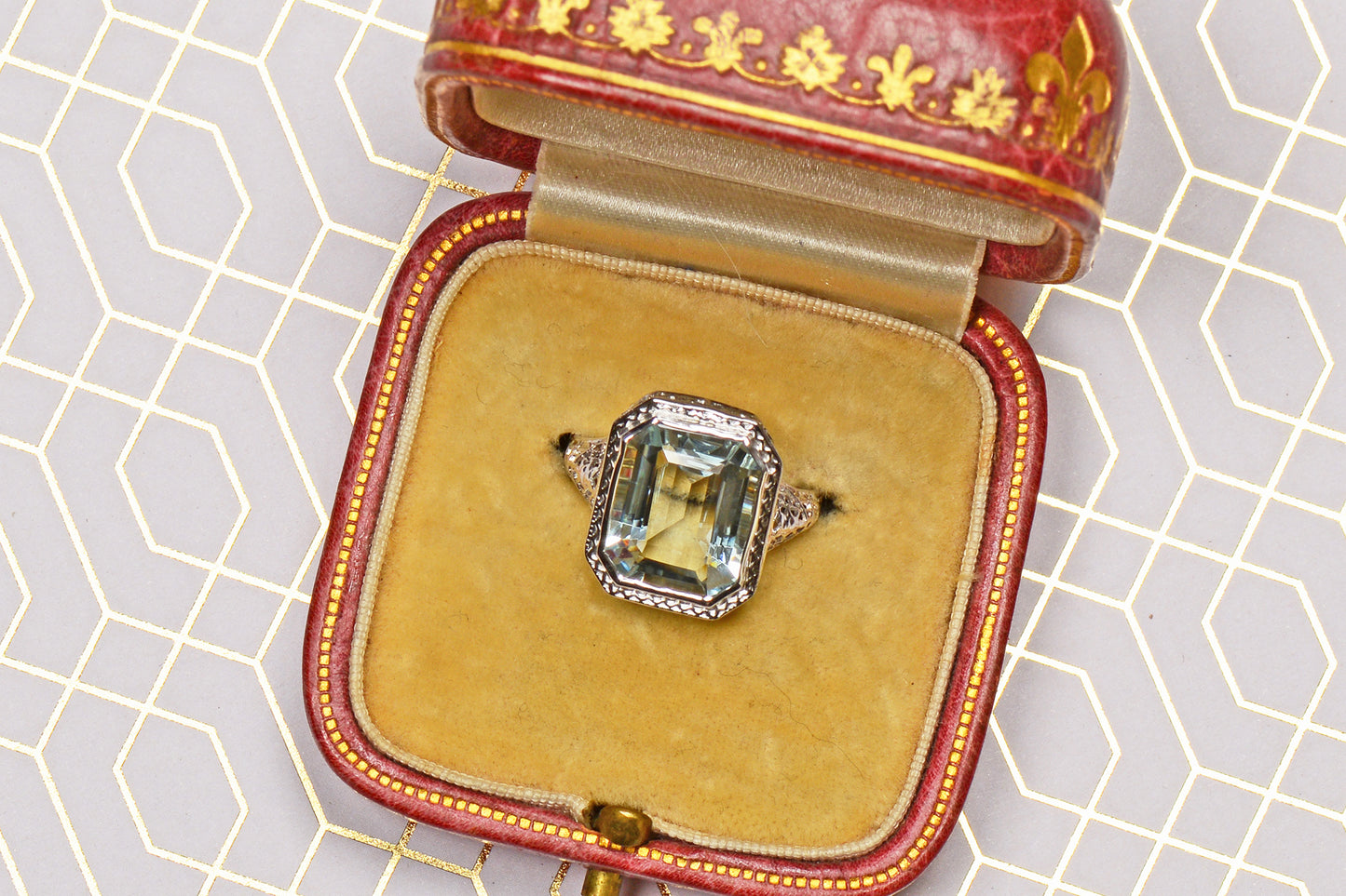 Classic Rectangular Natural Aquamarine Ring