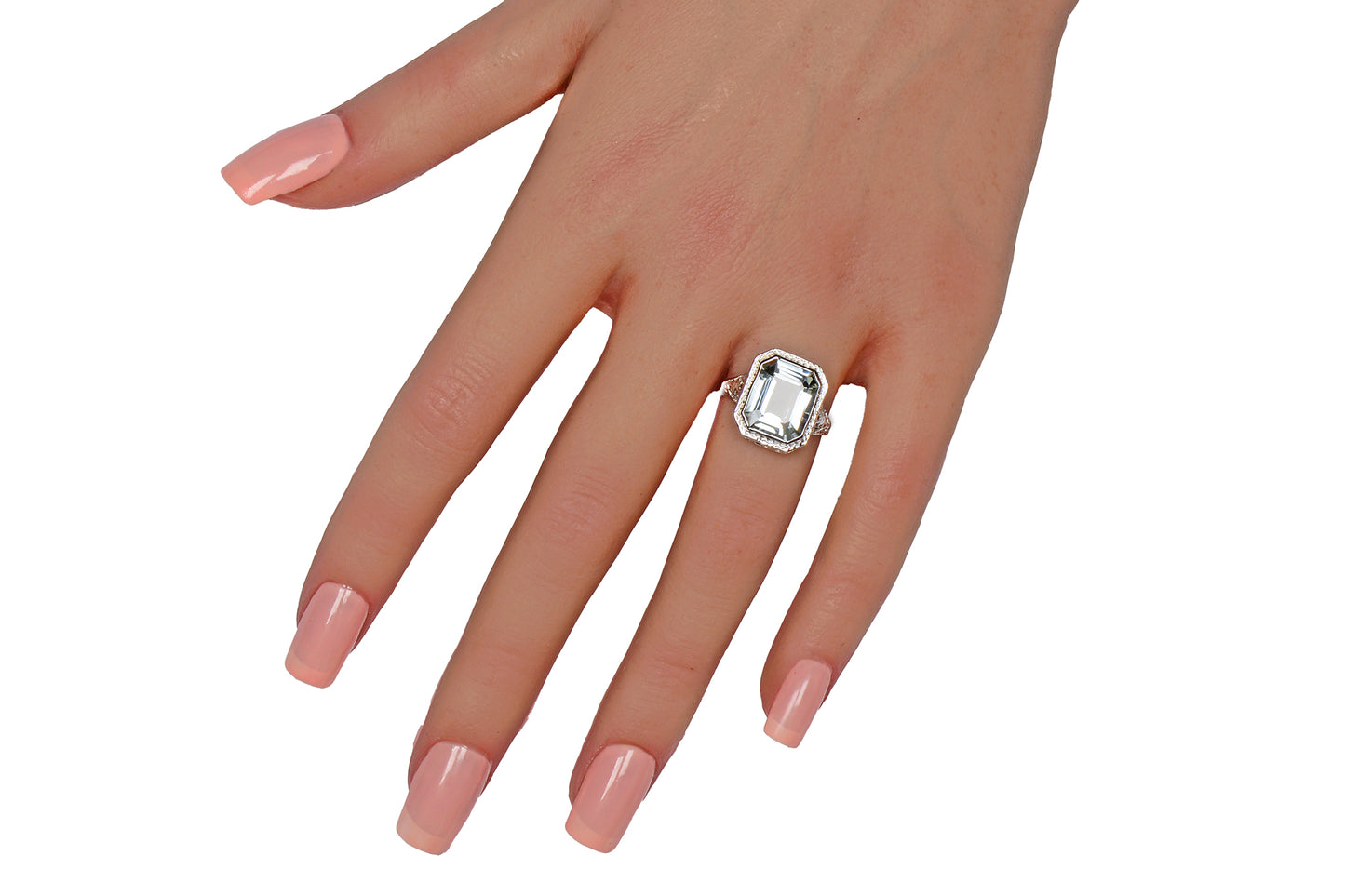 Classic Rectangular Natural Aquamarine Ring
