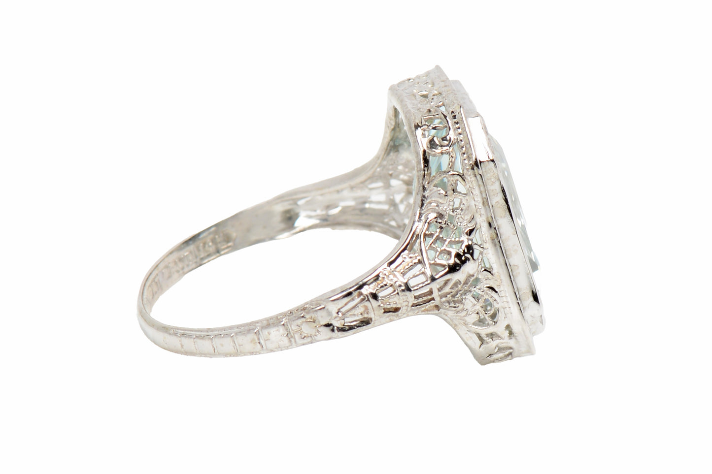 Classic Rectangular Natural Aquamarine Ring