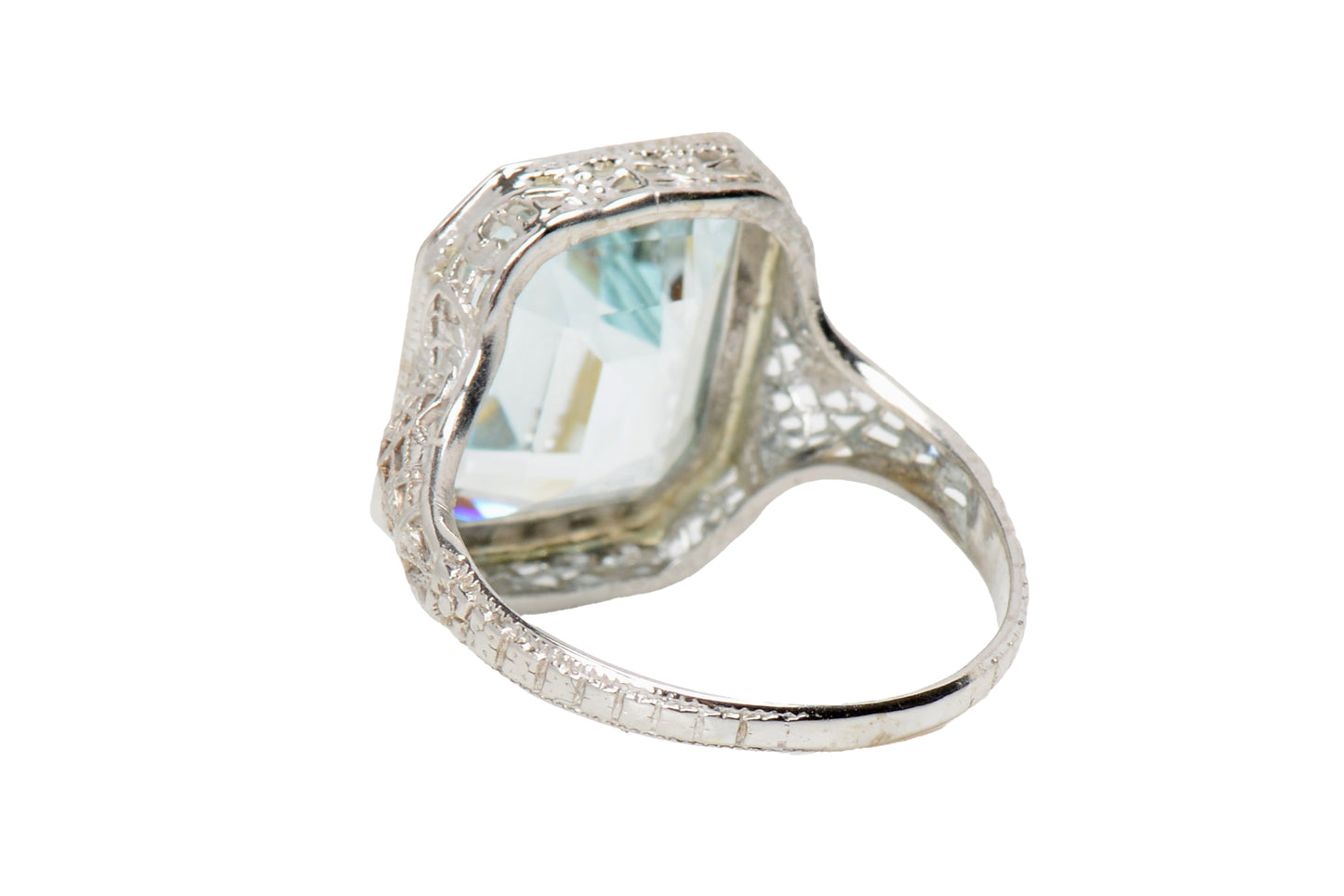 Classic Rectangular Natural Aquamarine Ring