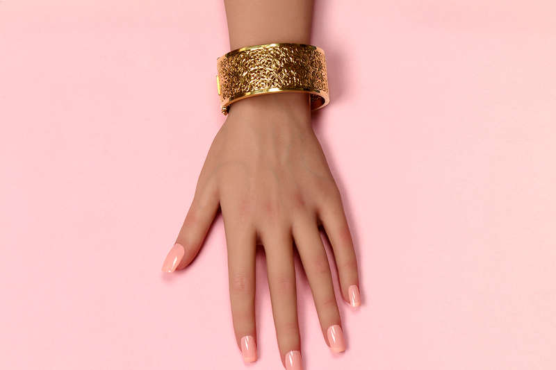 Wide & Wonderful - 18k Gold Tracery Bangle Bracelet