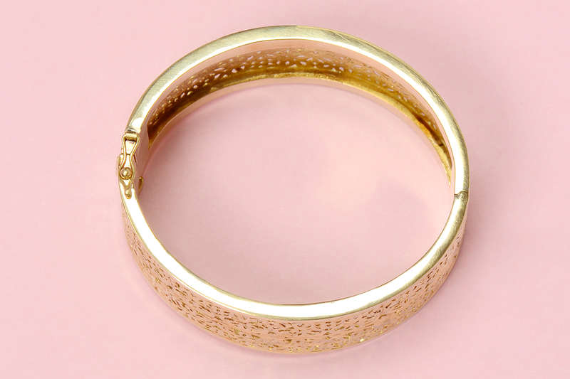Wide & Wonderful - 18k Gold Tracery Bangle Bracelet