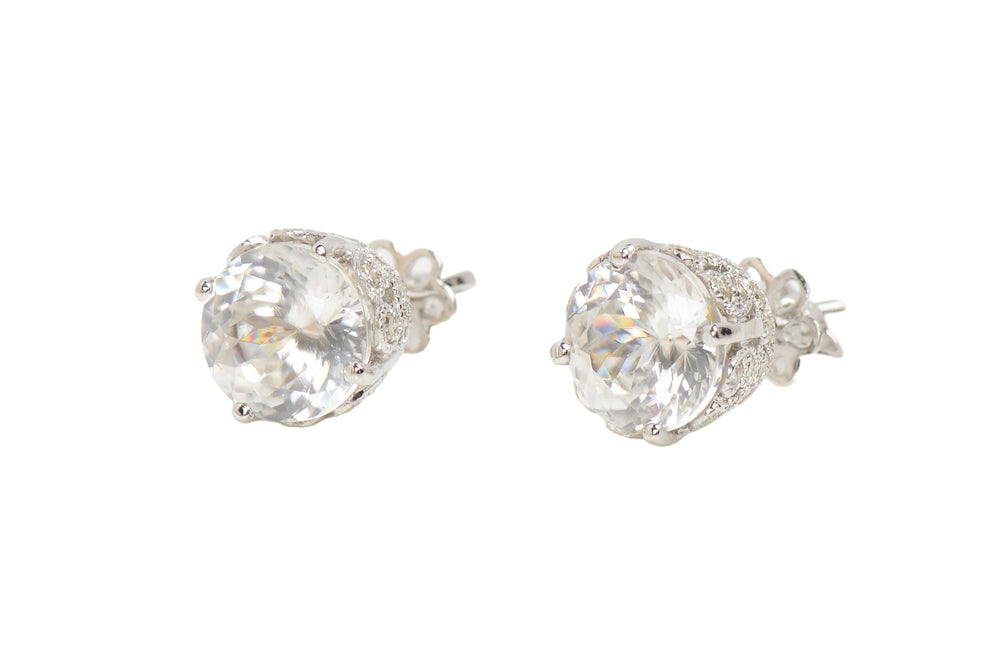 Dreamscape White Zircon Diamond Stud Earrings