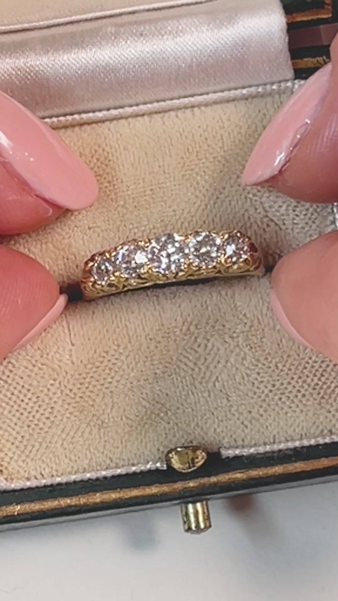 Carved Gold - Five Diamond Antique Ring