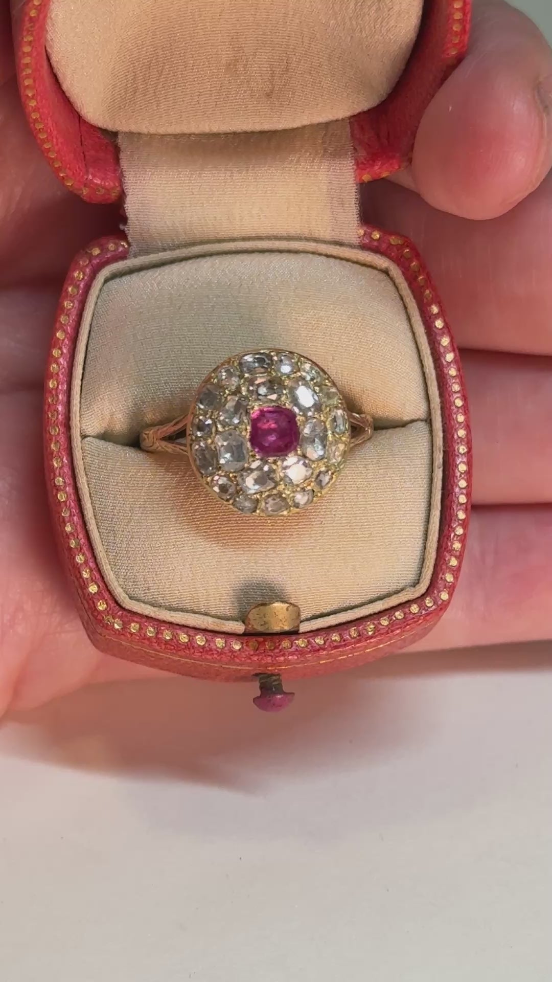 Antique Georgian Ruby and Diamond Cluster RIng