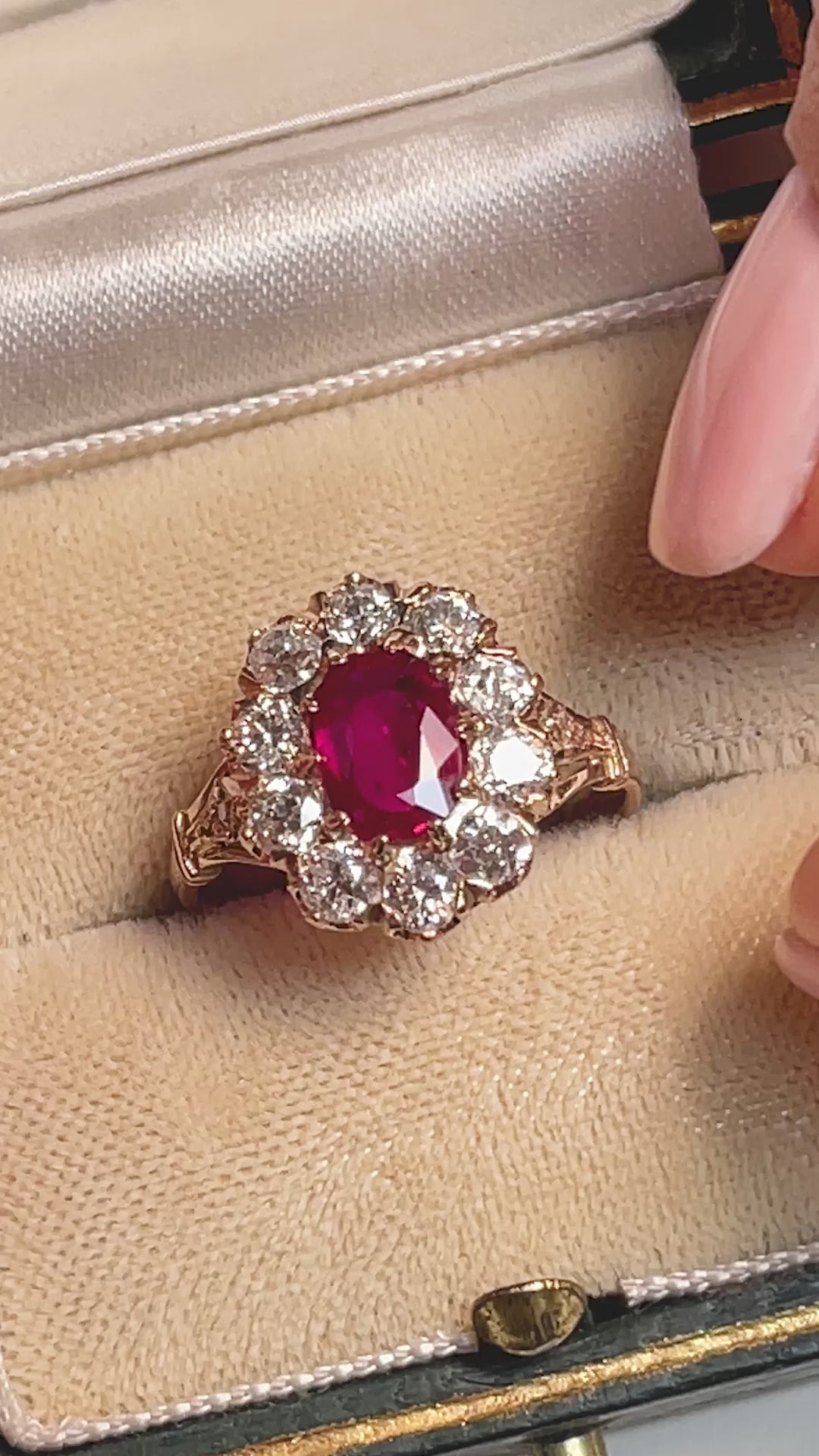 Ruby Diamond Oval Rose Gold Cluster Ring