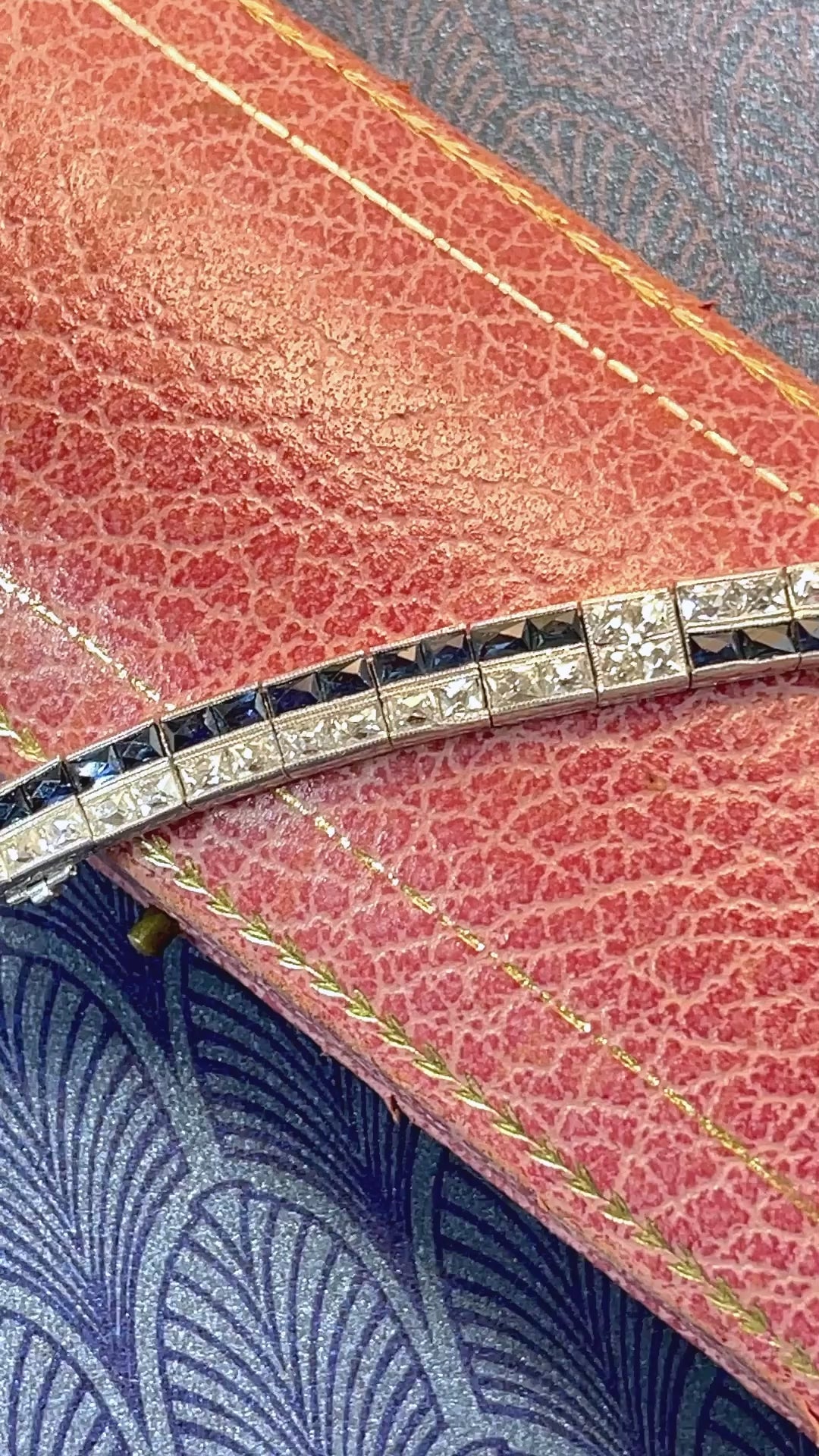 Art Deco French Cut Diamond & Sapphire Bracelet