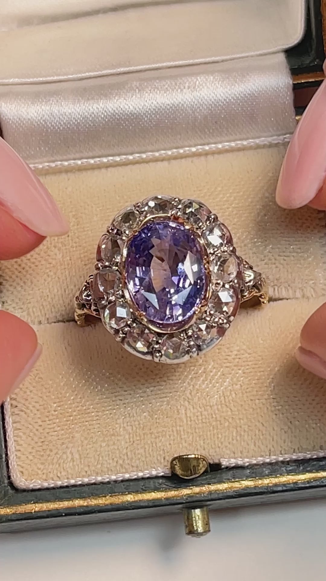 No Heat Color Change Lilac Sapphire Diamond Ring