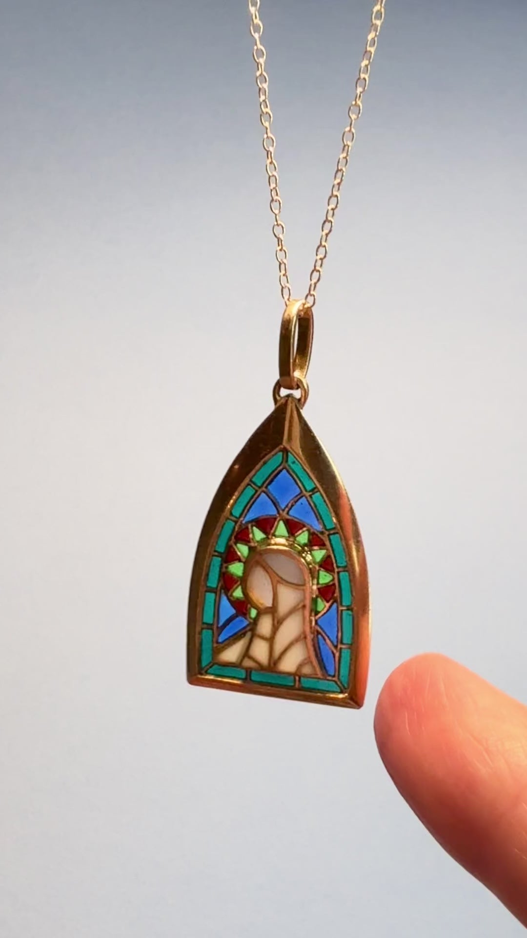 Spanish Plique-à-jour Enamel Madonna Pendant