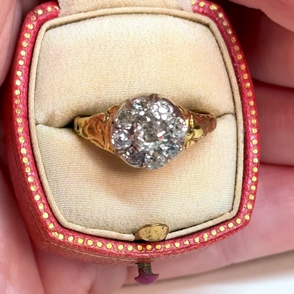 
                      
                        ギャラリービューアでビデオを読み込んで再生、Razzmatazz Victorian Old Mine Cut Diamond Ring
                      
                    